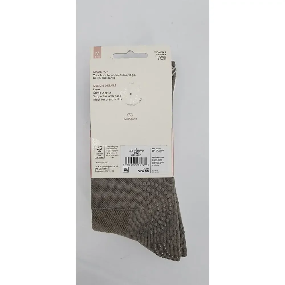 New NWT Calia Studio Women's Gripper Crew Socks 2-‎ Pack